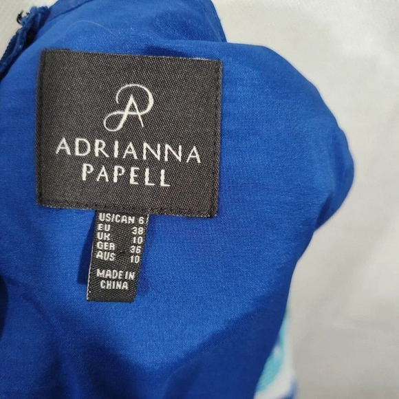 Adrianna Papell Blue Green Floral Fit and Flare Dress Women Size 6 Sleeveless - Picture 5 of 8